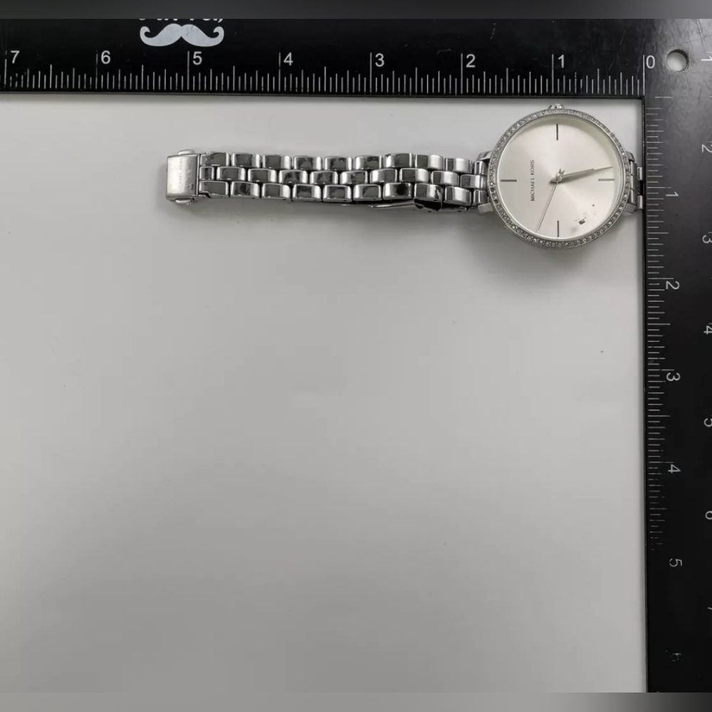Michael Kors Silver Watch with Crystal Accents White face gorgeous 😍 $300 MSRP - Picture 8 of 12